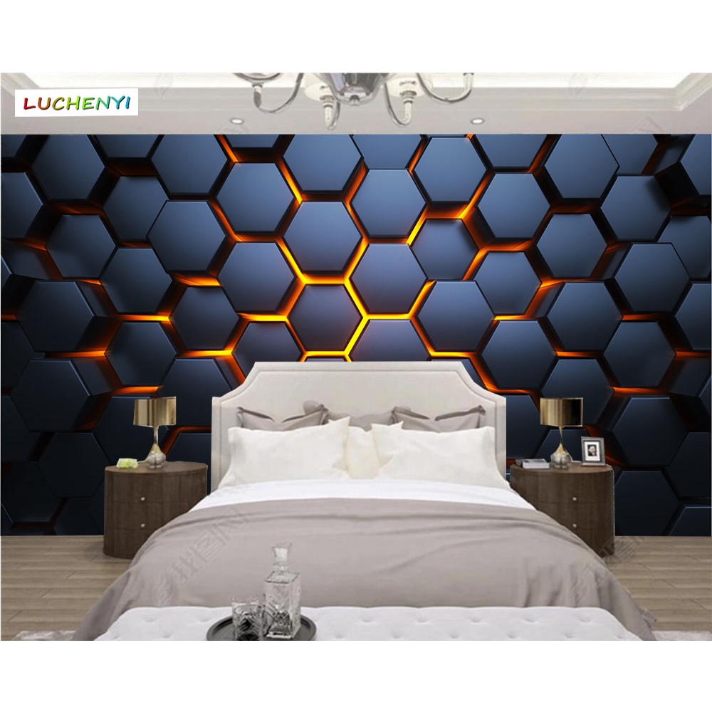 Custom Modern 3D Geometric Black hexagon science fiction abstract ...