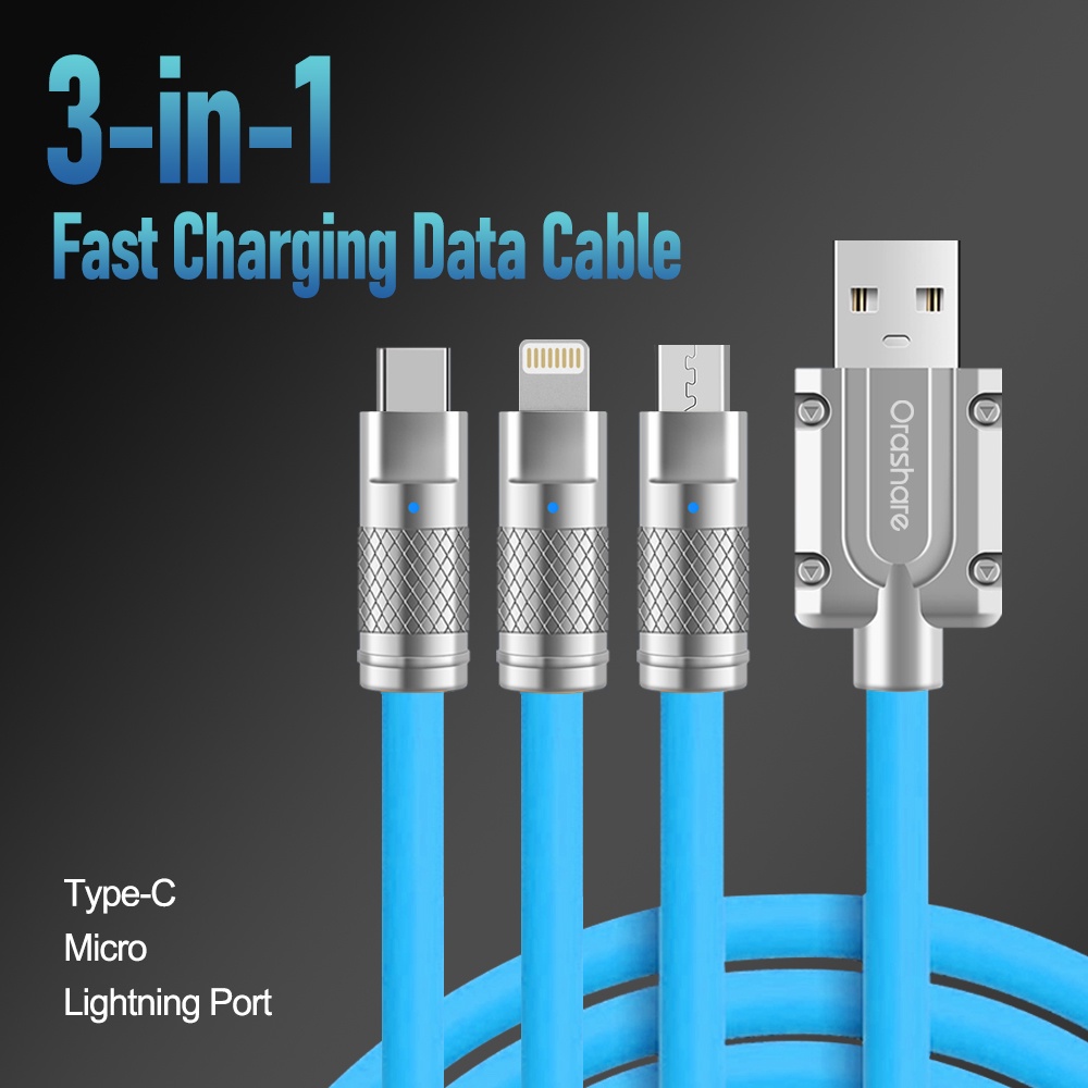 Orashare 3 in 1 USB Type C Cable 120W Fast Charging Cable for Micro USB