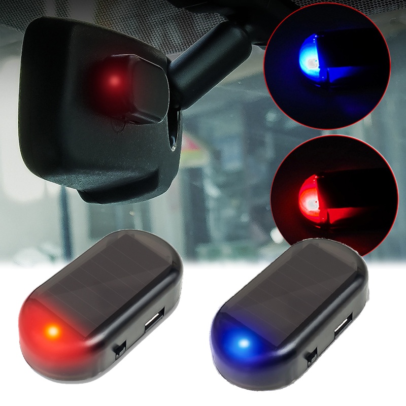 Fake Solar Car Alarm Light – LED Warn Security, Flashing Theft Deterrent, Red/Blue