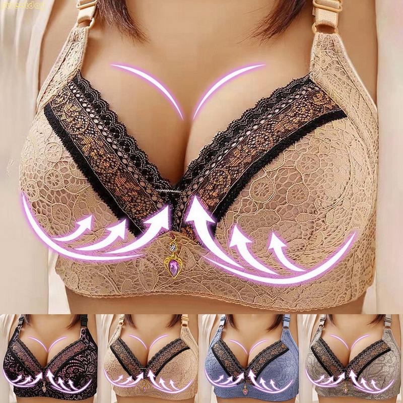 Women Soft Bra without Steel Ring Breathing Gathered Sexy Wide Shoulder  Strap Bra