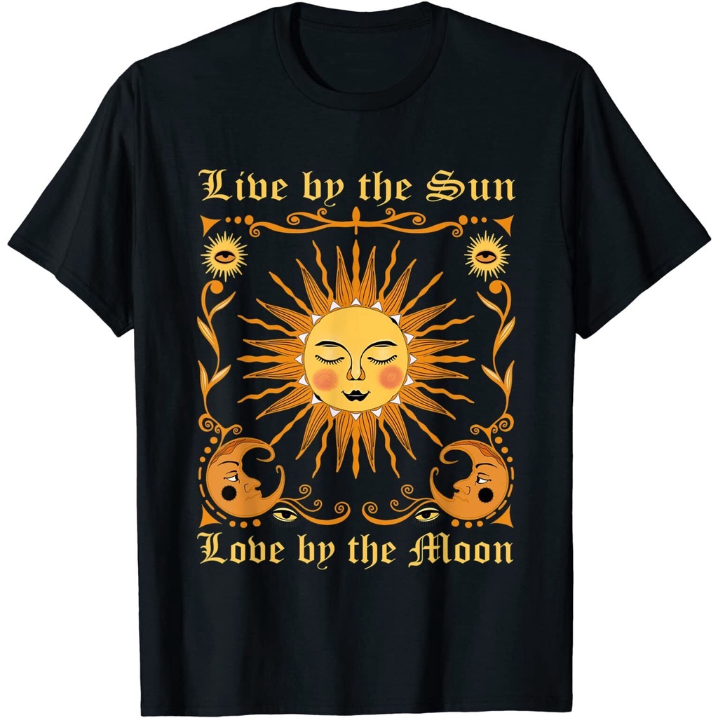 New Fashion Cottagecore Aesthetic Moon Stars Live By Sun Love By Moon T ...