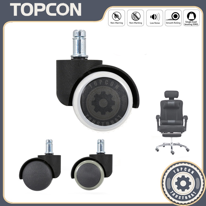 thumbnail image 2 of 5-Pack Replacement Office Chair Wheels – 2 Inch Universal Casters, Black (FOH) 2 of 5