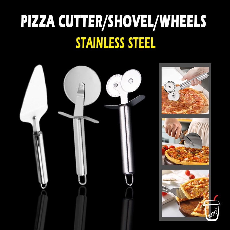 Stainless Steel Pastry Pizza Cutter Set Slicer Pizza Server Shovel ...