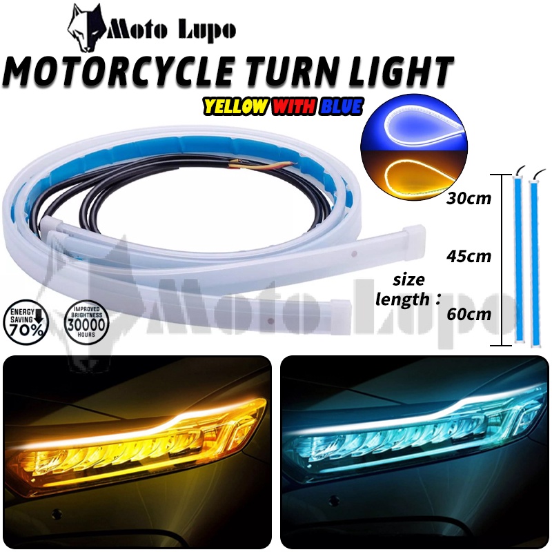 Car Lights Exterior 2Pcs 60CM LED DRL Slim Amber Sequential Flexible Turn Signal Strip For Headlight | UK Drl Led Lights - Foto 2