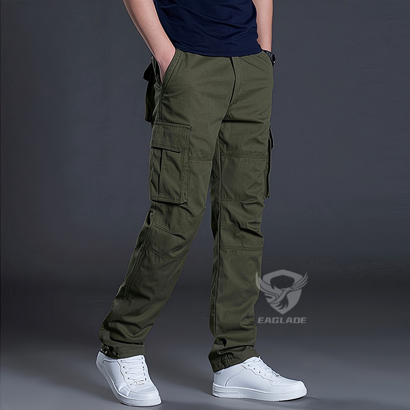 EAGLADE Men's Loose Cargo Pants in Brown A1111 | Shopee Philippines