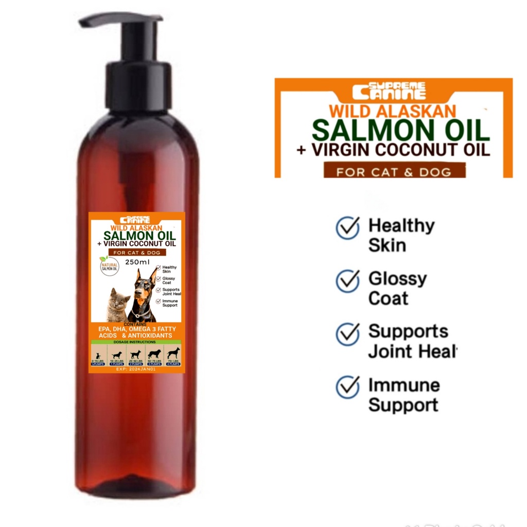 Wild Alaskan Salmon Oil + Virgin Coconut oil Omega 3 Skin & Coat