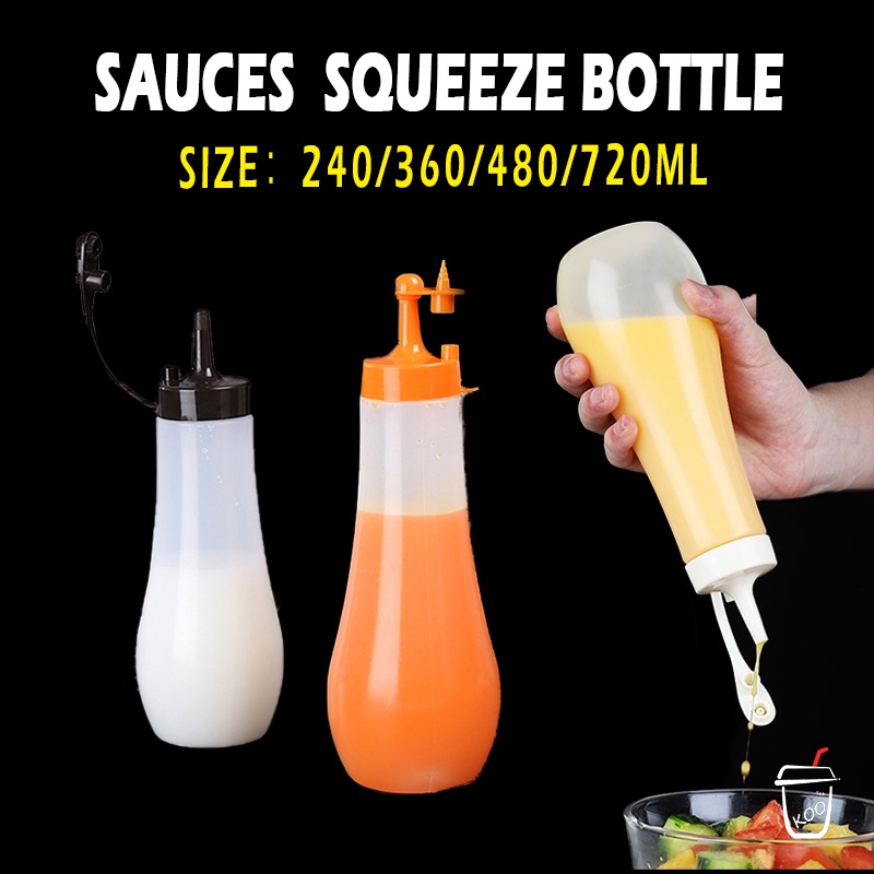 Condiment Squeeze Bottle Plastic Ketchup Bottle With Lid For Kitchen
