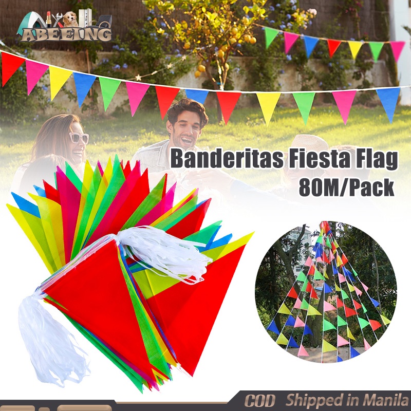 80Meter Colorful Fiesta Flag Plastic Triangle Flags Banderitas Flag