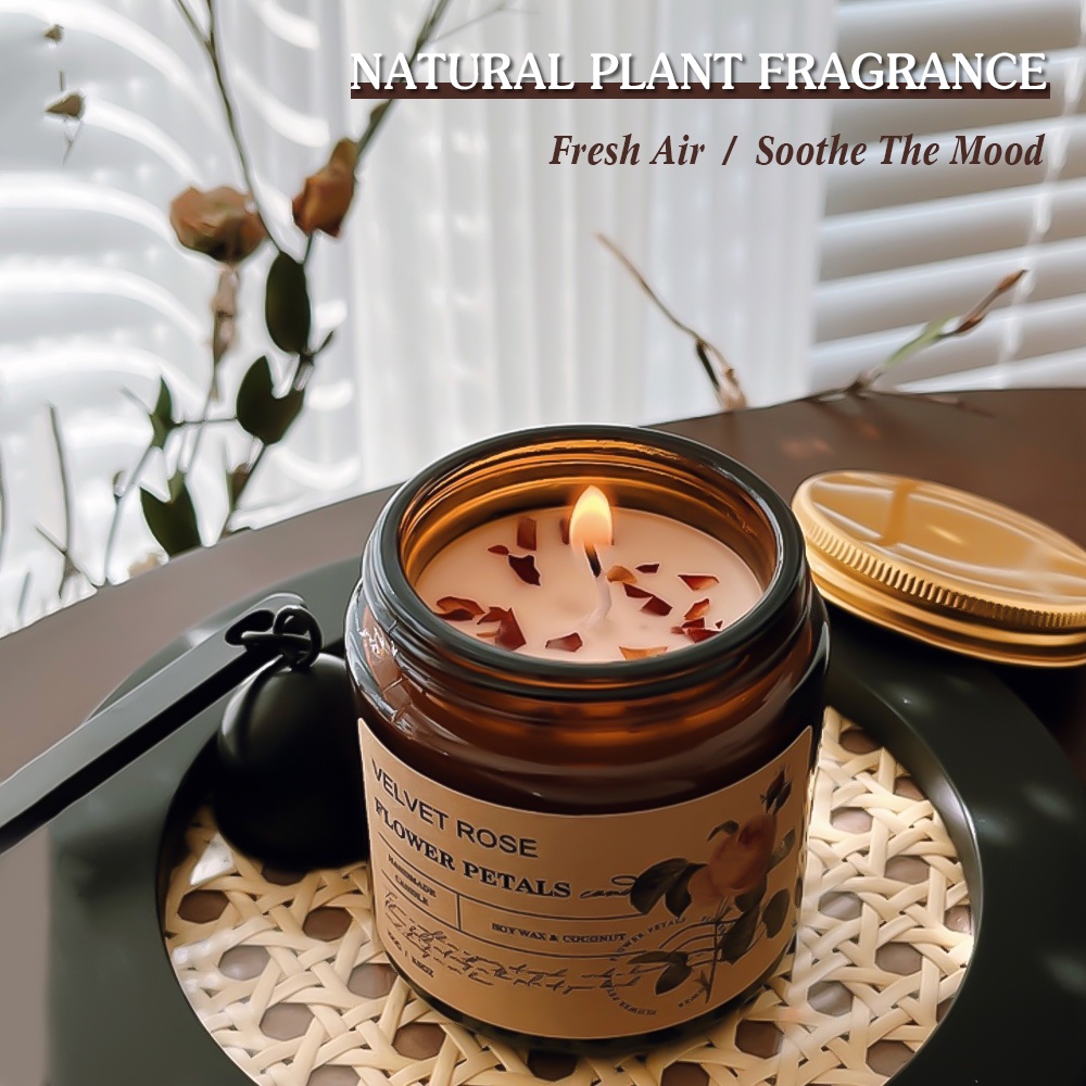 2023 NEW Plant Dried Flower Scented Candle With Box Soy Scented Candle