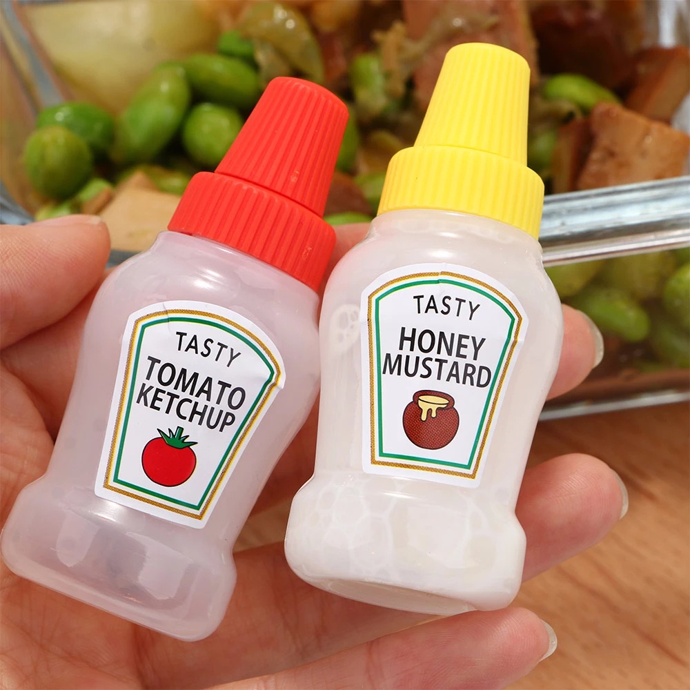 2Pcs Portable Picnic Mini Ketchup Bottles/Honey Salad Sauce Squeeze