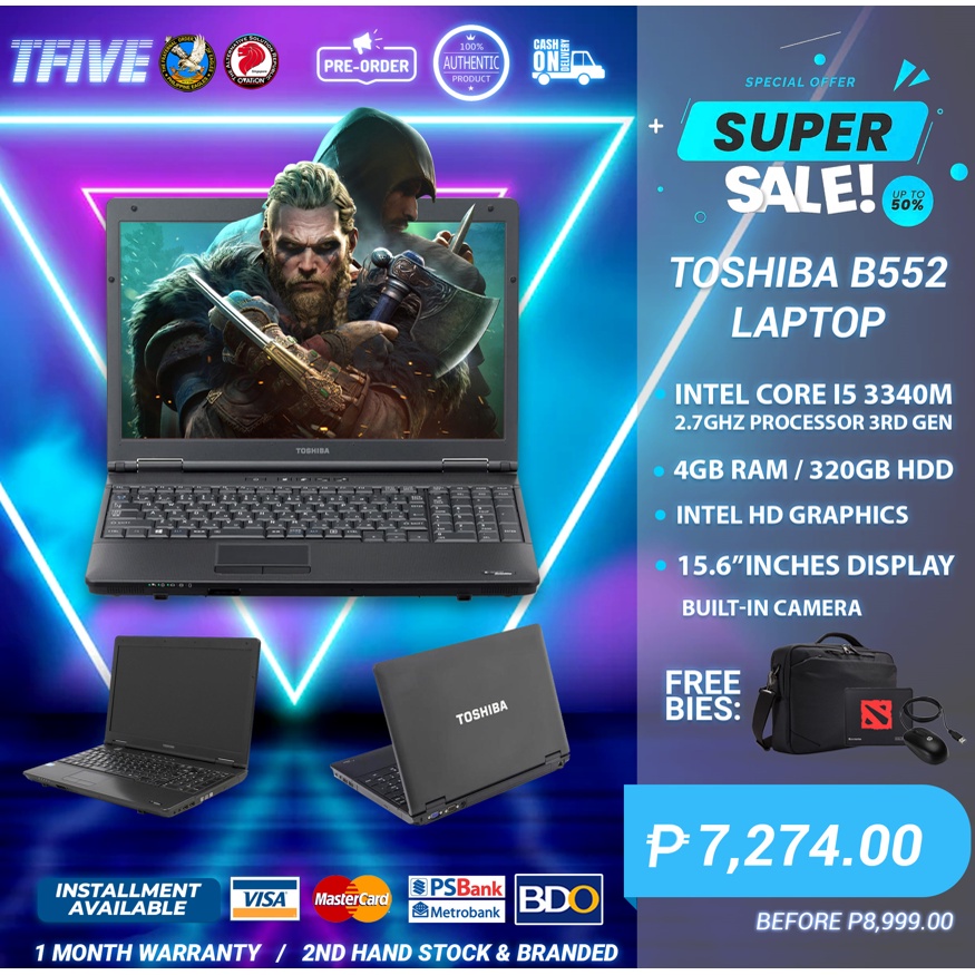 LAPTOP TOSHIBA B552 INTEL CORE I5 3340M 2.7GHZ 3RD GEN + ACCESORIES ...