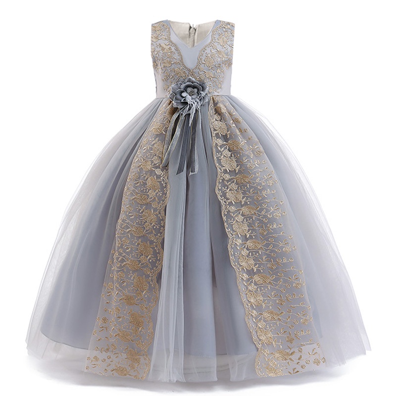 Teen Evening Bridesmaid Embroidery Elegant Dress For Children Costume 