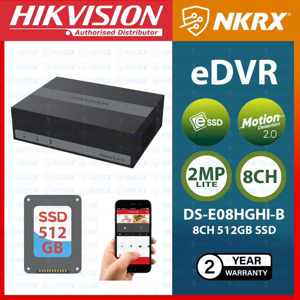 Hikvision eDVR with 512GB SSD | DS-E08HGHI-B | 8-ch 1080p Lite 1U H.265 ...