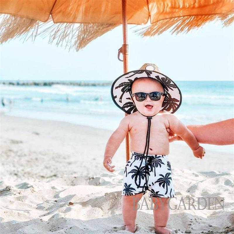 BABYGARDEN6M3Y bABY Boy Beach Summer Drawstring Swimming Shorts + Cap