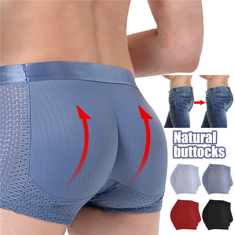 Men's Butt Lift Underwear Flat Angle Ice Silk Breathable Butt Lift Artifact  Plump Buttocks Peach Butt Underpants with Sponge at  Men's Clothing  store