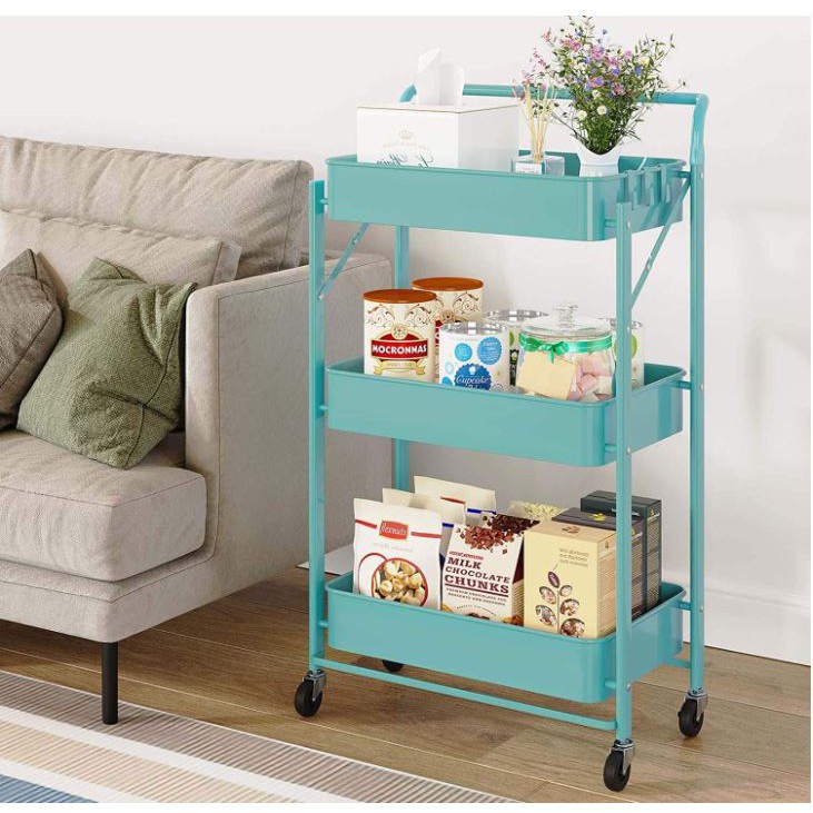 Utility Shelf, Kitchen Trolley Cart Storage Organizer Foldable, Mobile ...