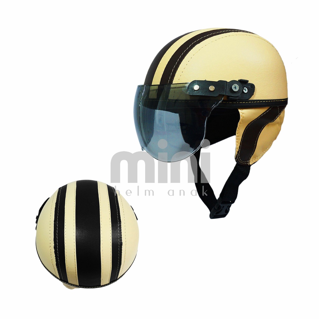 Mini Retro Children's Helmet with Beige Brown Stripe Model | Shopee ...