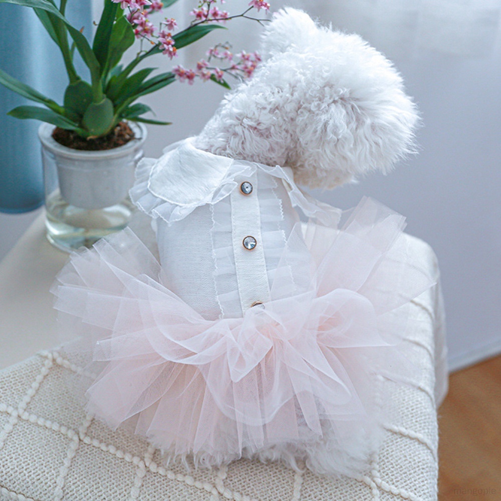 French Bulldog Princess Tutu Dress - Gauze Skirt With Ruffled Sleeves For Small Dogs (XL Size Guide)