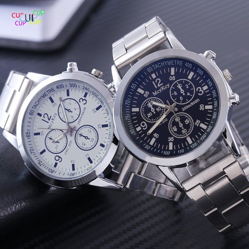 Fashion Men'S Casual Watch Stainless Steel Quartz Watch Shopee