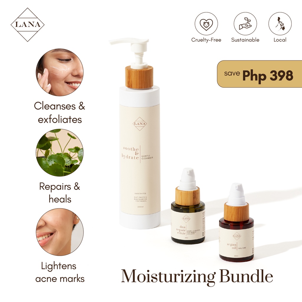 Lana Moisturizing Bundle - Cleanser, Elixir Serum, and Argan Oil ...