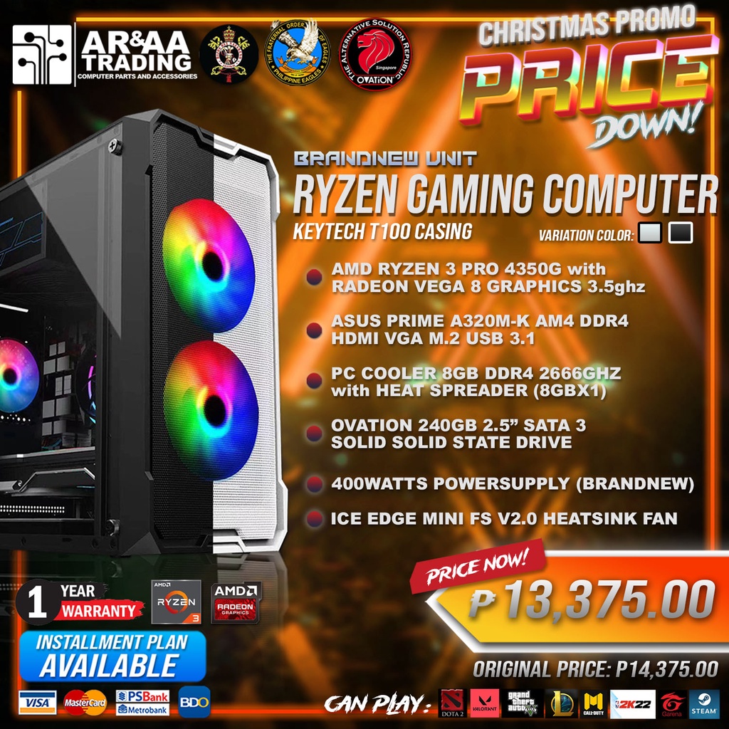 BRANDNEW System Unit Keytech T100-AMD Ryzen 3 Pro 4350G 3.8ghz-8gb DDR4 ...