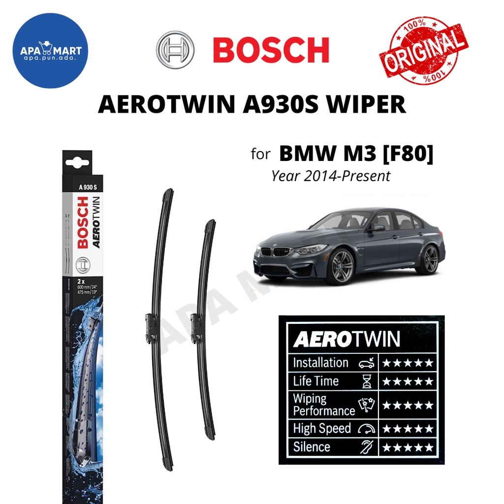 Bosch Aerotwin A930S Wiper Set for BMW M3 [F80] (Year 2014Present) (24