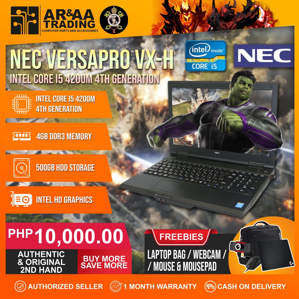 Laptop NEC Versapro VX-H Intel Core i5 4200M 4th Gen 4GB DDR3 500GB HDD (4th  Generation) | Shopee Philippines