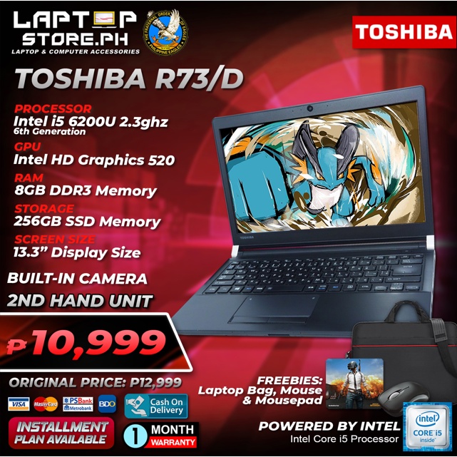 Laptop TOSHIBA R73/D Intel Core i5 6200U 2.3ghz 8gb 256GB SSD(6th