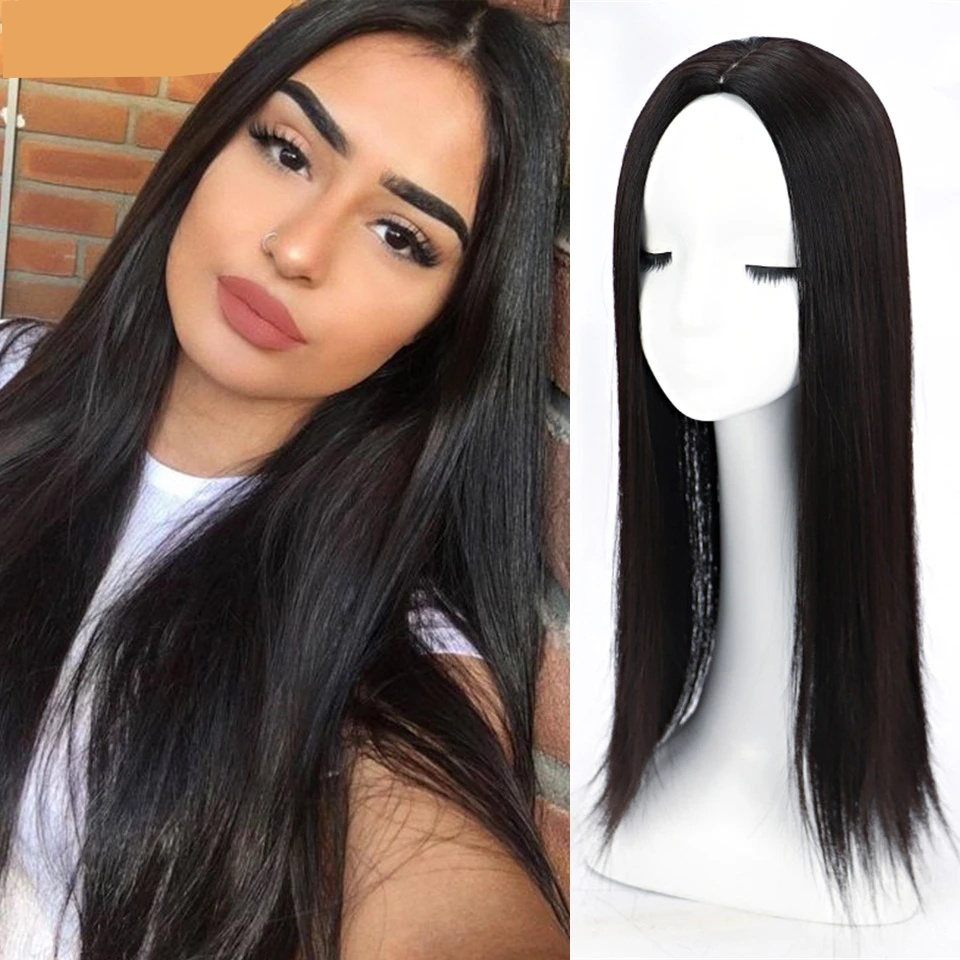 55 cm Long Straight Hair Toppers Hairpiece 4 Clip In One Piece Hair