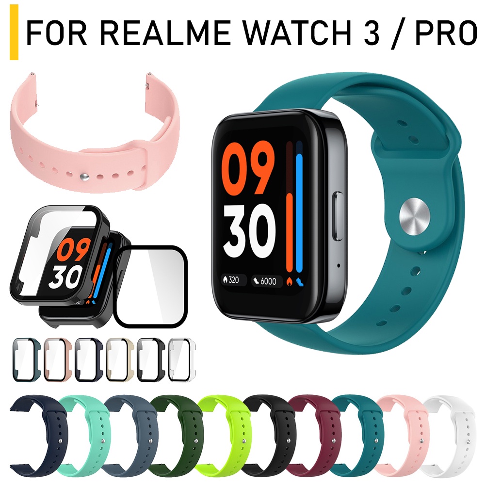 For Realme Watch 3 3 Pro 22mm Premium Silicone Band Tempered Glass Case Casing Cover Screen Protector Realme Strap Dual Color Air Breathing Rubber Watch Straps Shopee Philippines