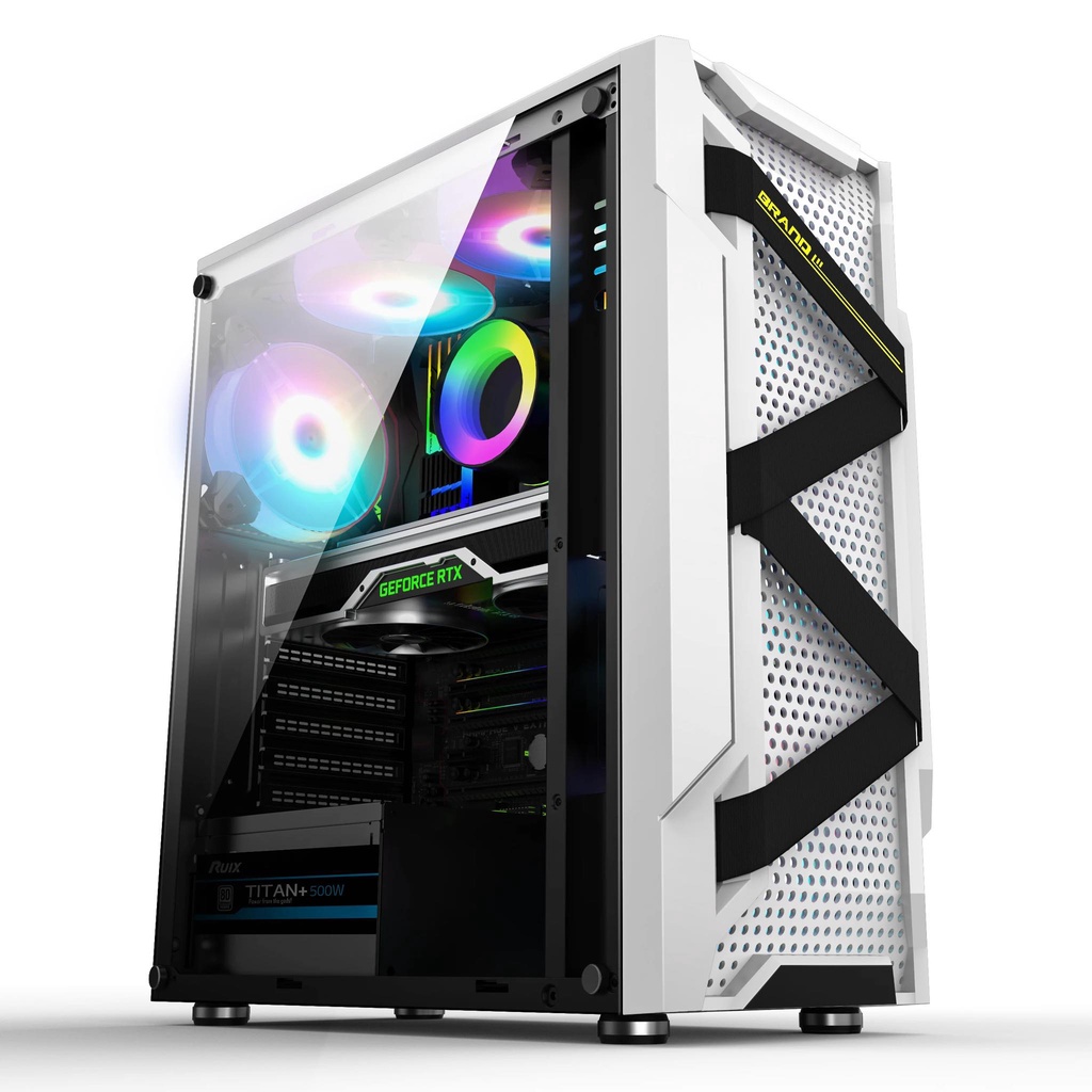 KENLEI KEYTECH T600 ATX Tempered Glass Midtower Desktop PC Gaming Case ...