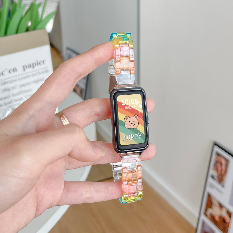 Transparent Colorful Resin Watch Band for Huawei Watch Band 6 7 Strap