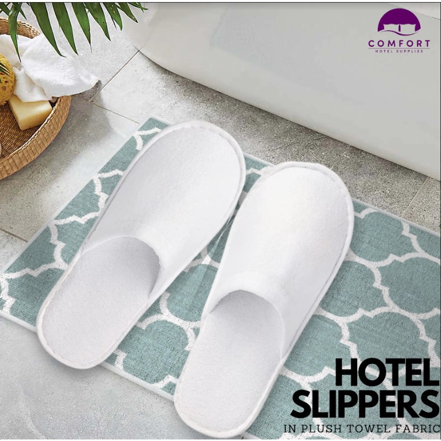 Comfort Hotel Supplies 10 Pairs Hotel Slippers Thick- Plush Fabric for  Resort, Hotel and Transient