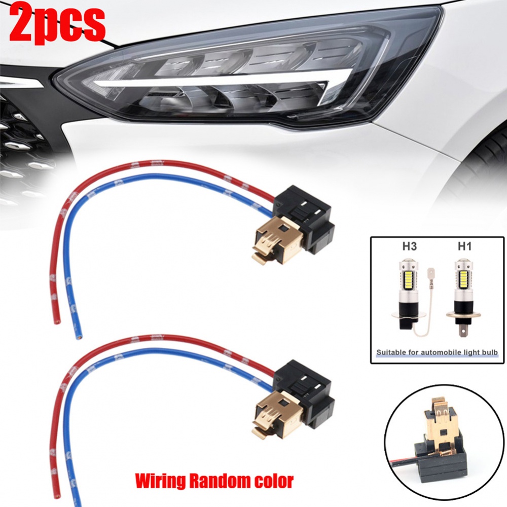 2pc / Pair H1 H3 Socket Extension Wiring Harness Connector LED ...