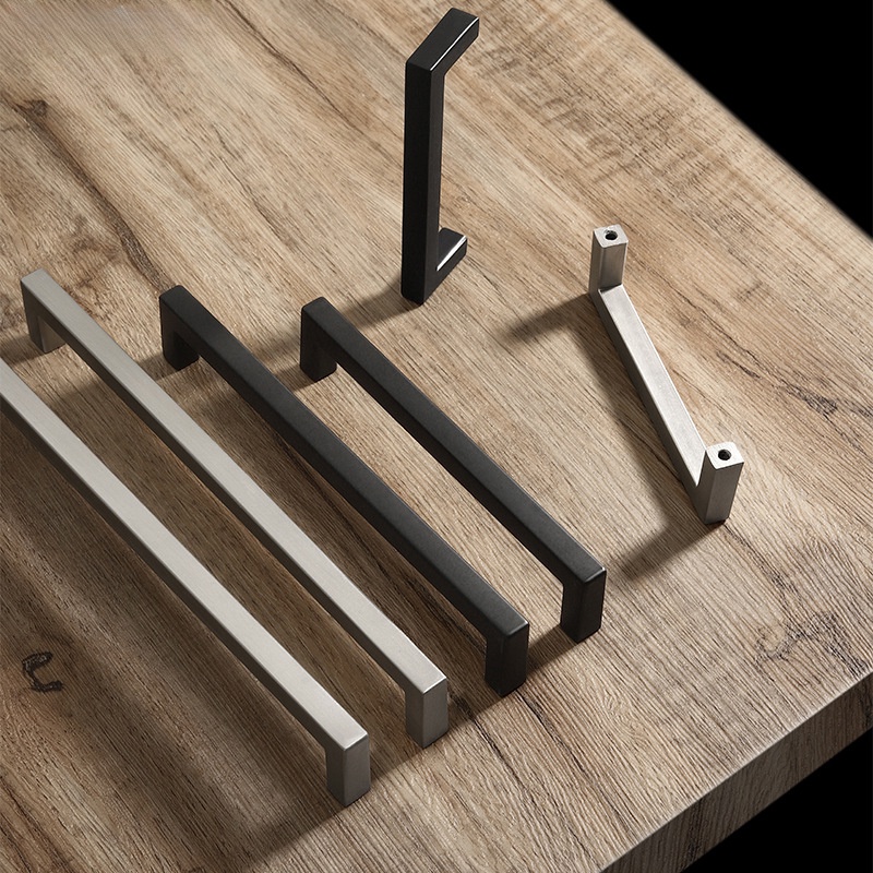 Modern Black Handle Square Furniture Hardware Kitchen Door