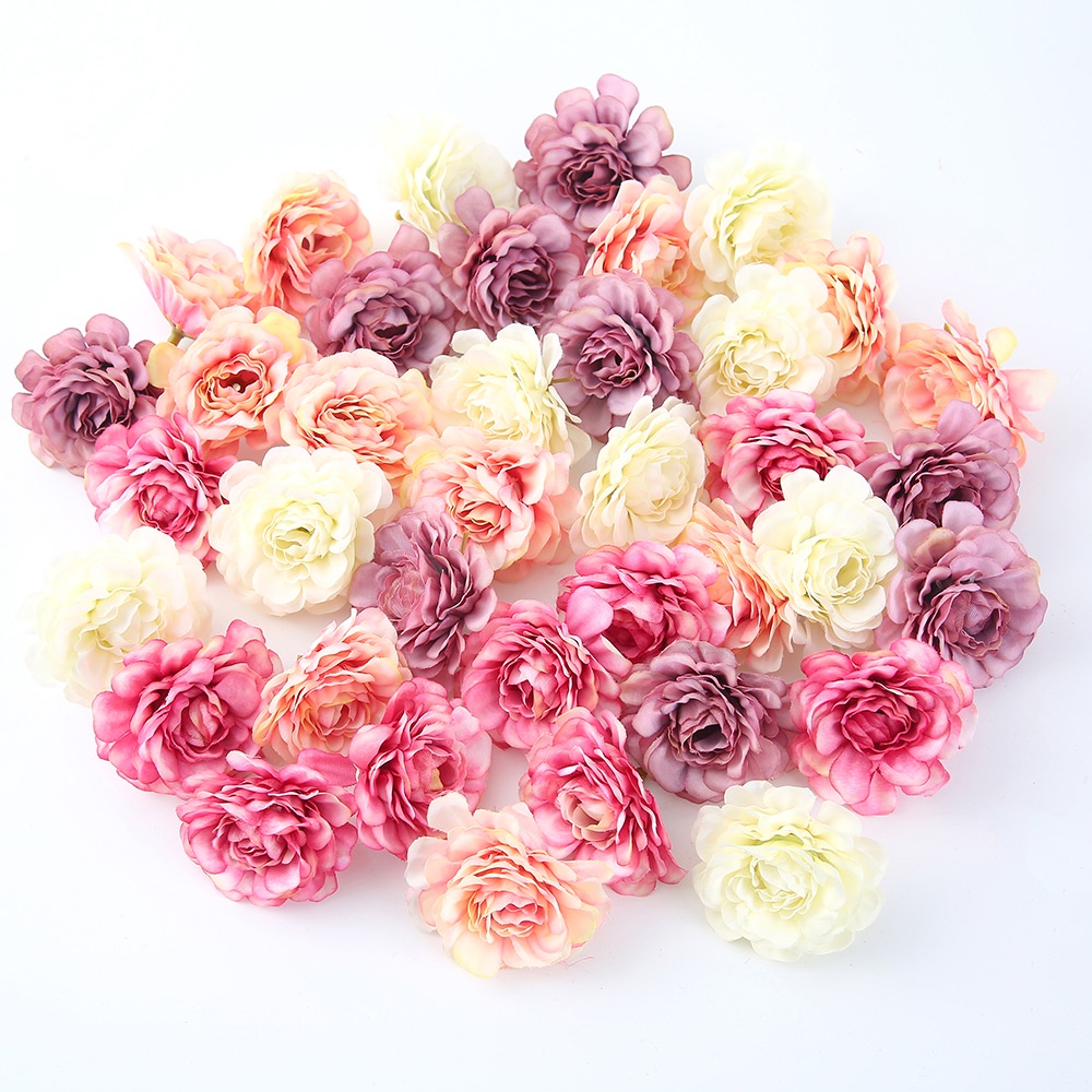10PCs Artificial Flower Rose 5cm Silk Rose Fake Flower Head Wedding ...