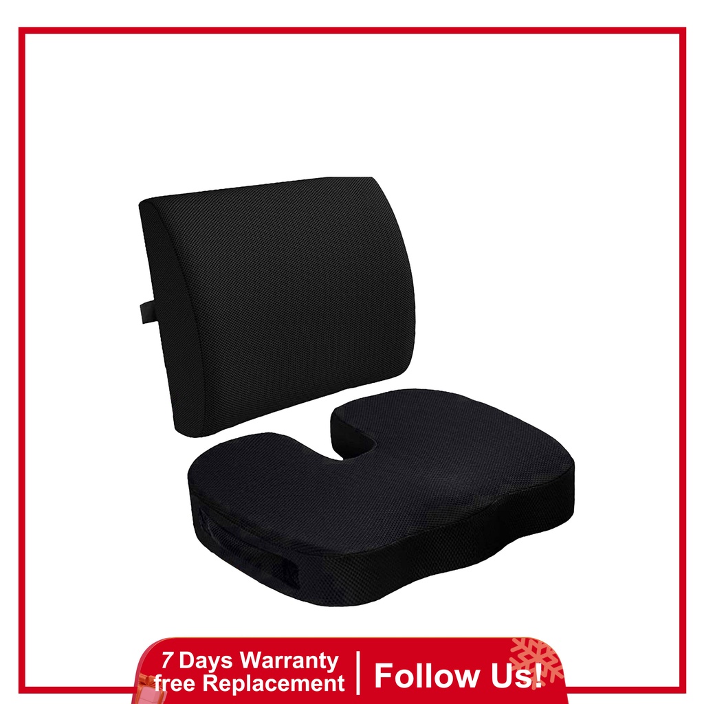 Memory Foam Seat Cushion/Lumbar Pillow Relieve Hemorrhoids/Back Pain