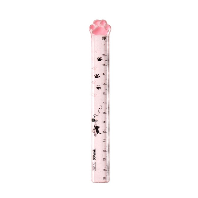 15cm Pink Cat Paw Ruler Cute Kitties Acrylic Straight Measuring Rule ...