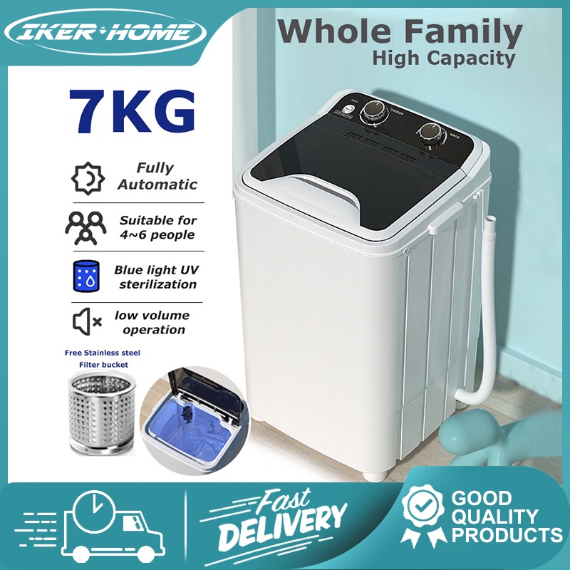 Mini washing machine, large capacity 7KG small single barrel semi-automatic  sterilization machine