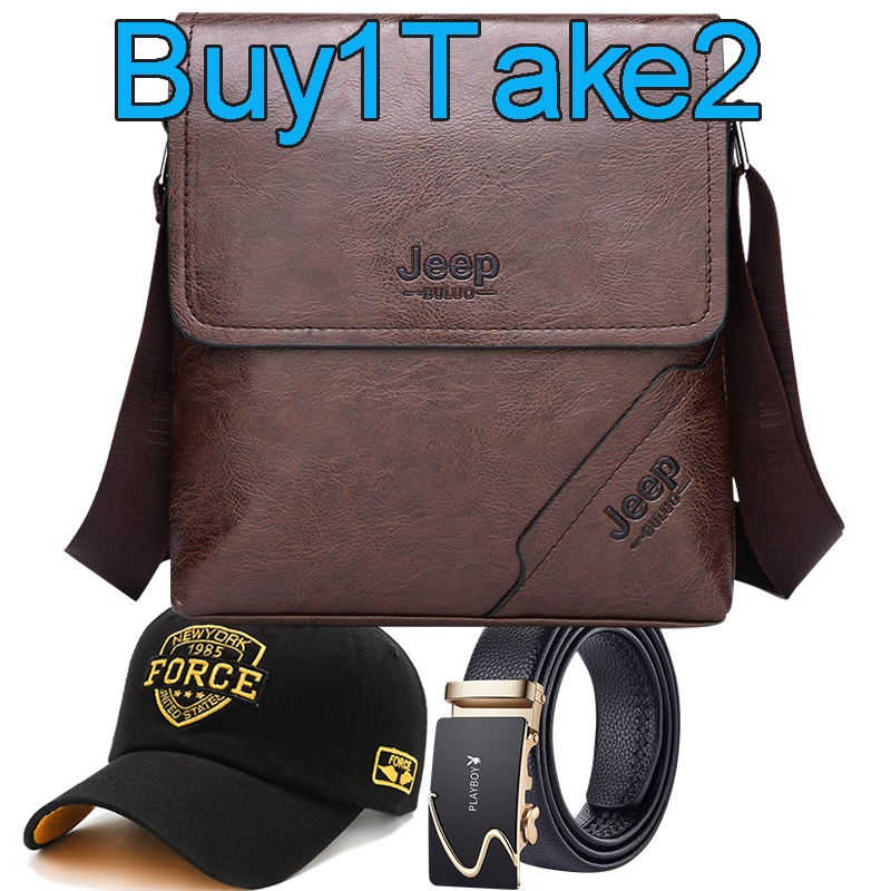 Jeep men's messenger bag crossbody bag for men leather shoulder bag