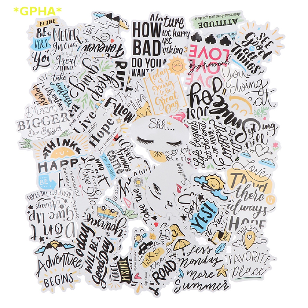 GPHA> 50Pcs Motivational Phrases Quotes Waterproof Stickers For Diy ...