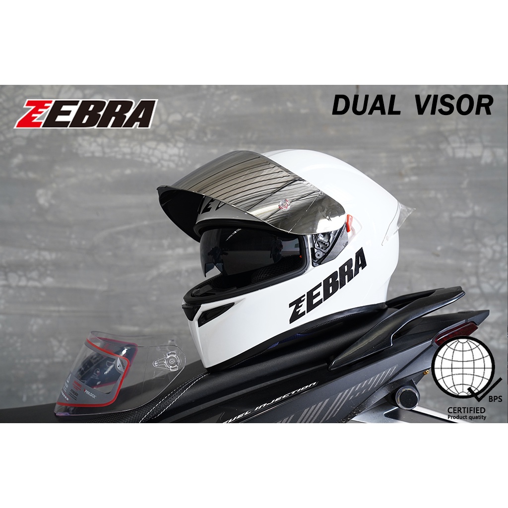 Zebra Ym611 Plain Men's Helmet Full Face Dual Visor Helmet for