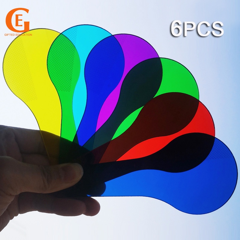 Color paddles children learn colors toy tricolor transparent plate