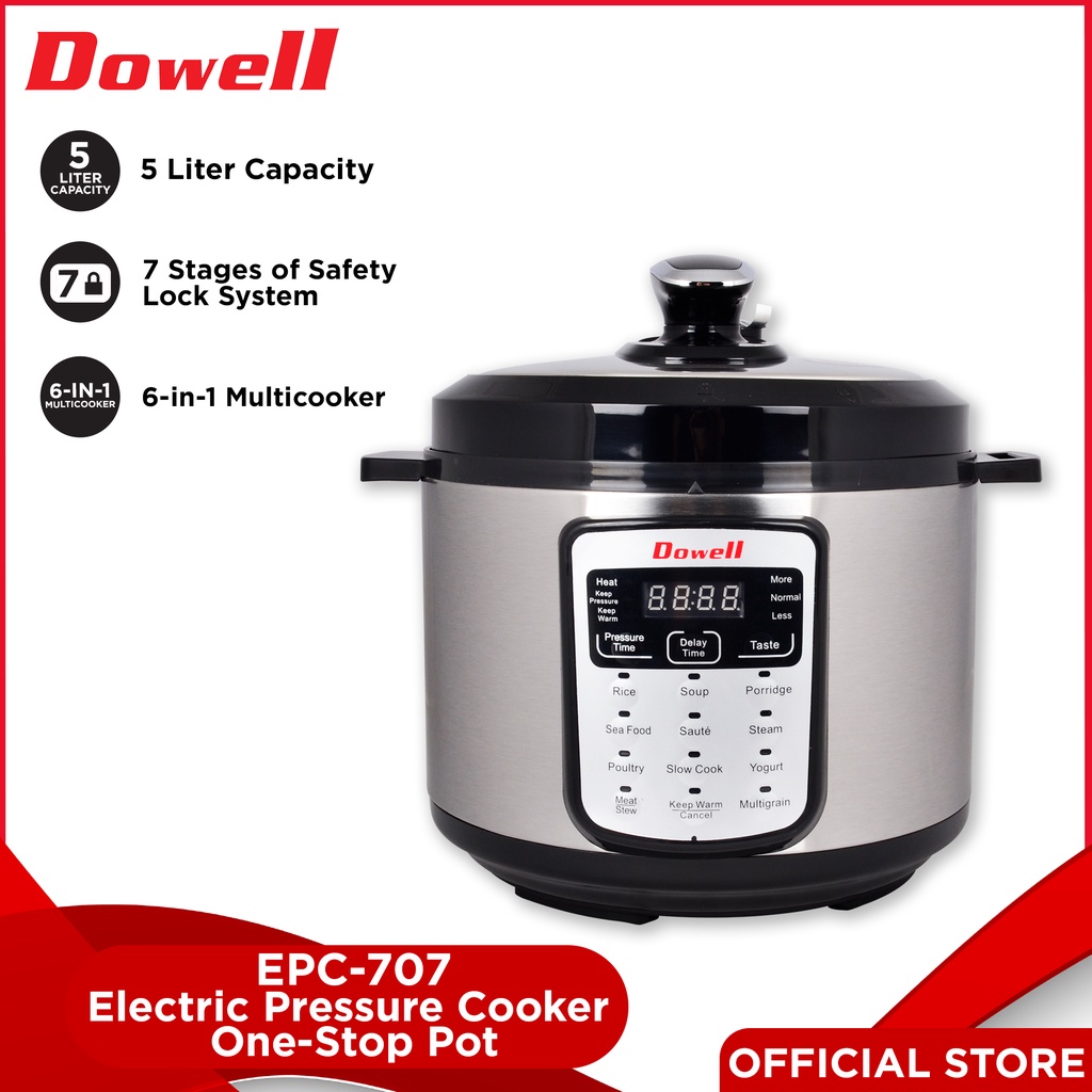 Dowell EPC707 6in1 Multi Cooker With 12 Cooking Programs Electric Pressure Cooker Shopee