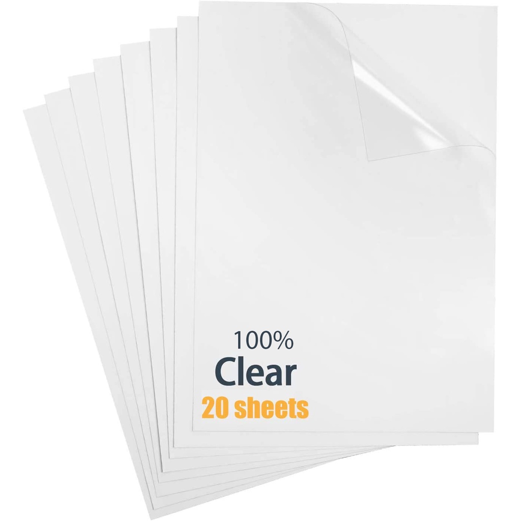 (20 Sheets) 100% Clear Sticker Paper for Inkjet Printer - Glossy 8.27 x ...