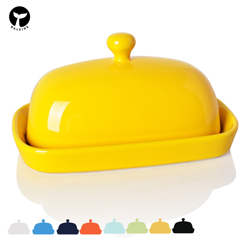 BALEINE Ceramic Cute Butter Dish Serving Tray Butter Container Butter