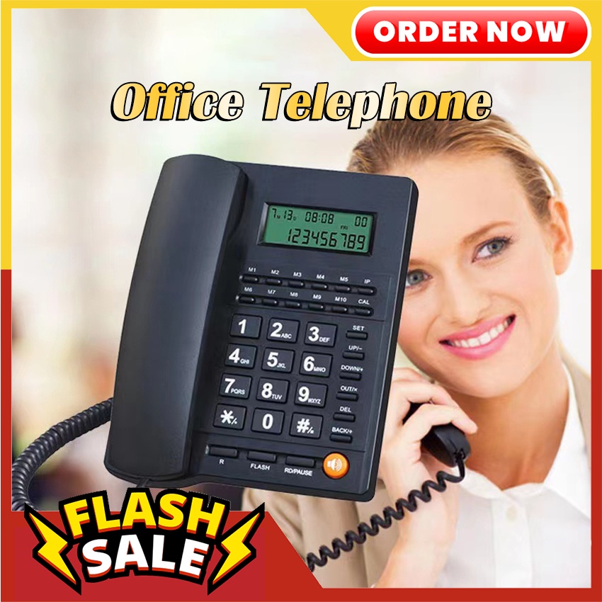 LCD Corded Caller ID Telephone Home Office Wired Landline Telephone Set ...