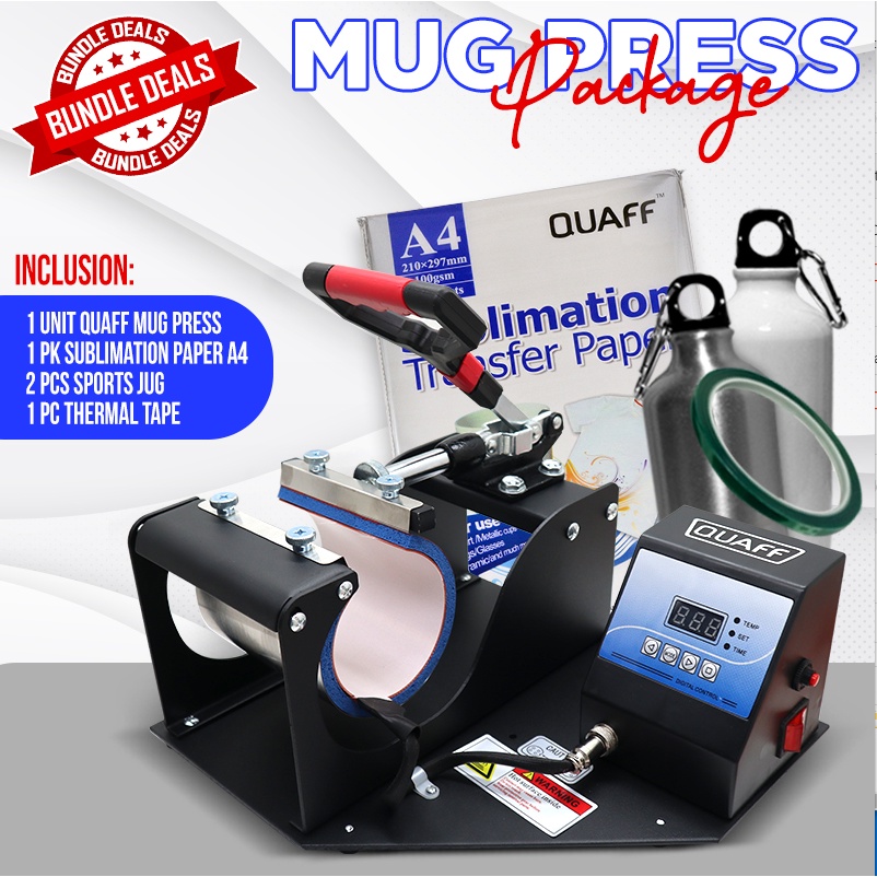 Quaff Package Digital Mug Press Heavy Duty with Consumables (Sports Jug