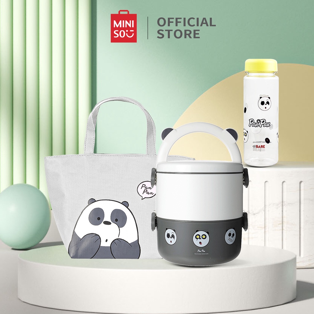 Miniso Lunch Box Set Two Layers Lunch Box+Drinking Bottle+Lunch Bag