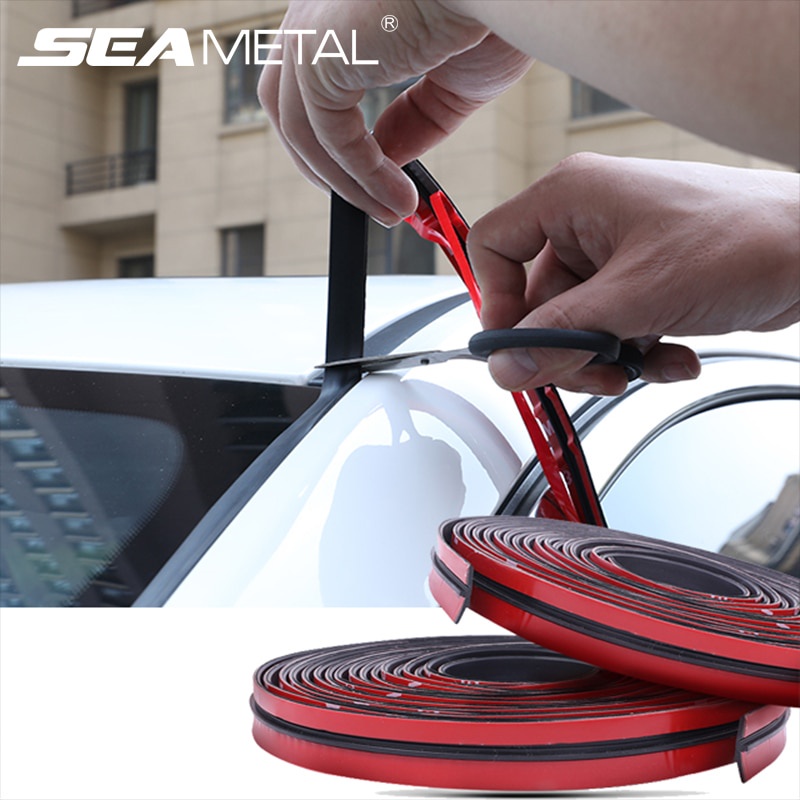 Universal Car Front & Rear Windshield Edge Rubber Seal Strip – Protects Sunroof & Windows – Black Weatherstrip